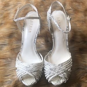 Ralph Lauren faux snake skin open toe high heels